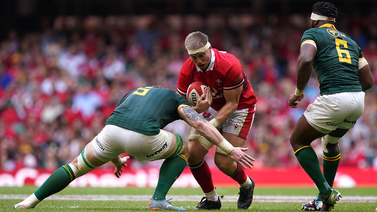 Aaron Wainwright in action for Wales v South Africa during 2023 summer series