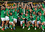 Ireland celebrate with Steinlager trophy after being New Zealand in 2022 summer tour